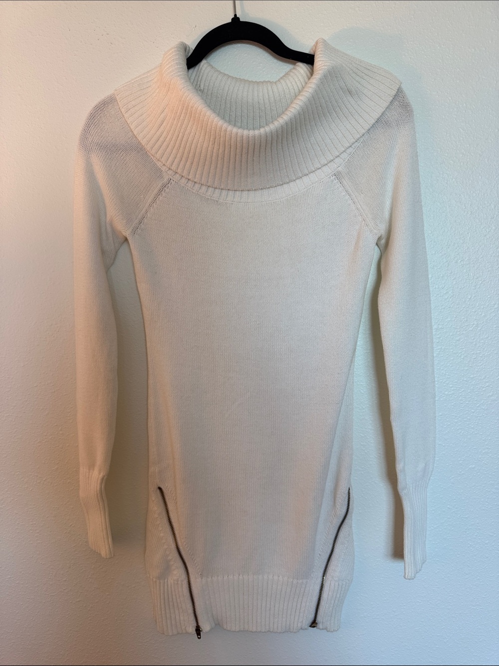 G by Guess Cream Cowl Neck Longline Tunic Sweater